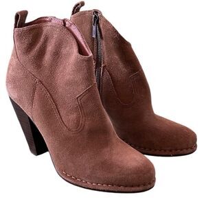 Frye Tan Brown Suede Western Cowboy Ankle Boots Booties